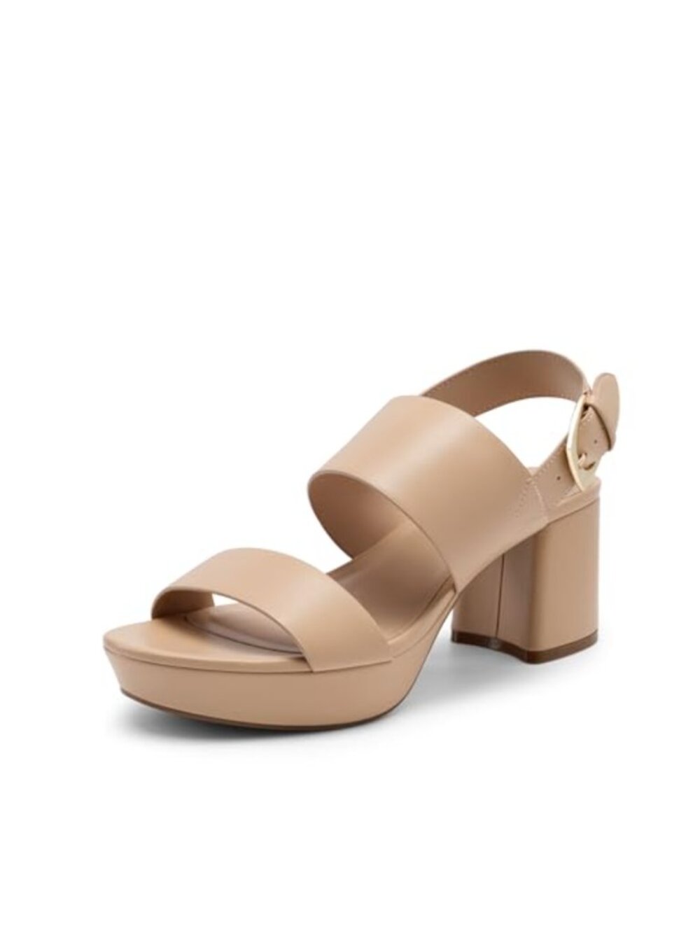 Faux Leather Chunky Wedge Platform Heeled Sandal 2.56" Block Heel Comfort